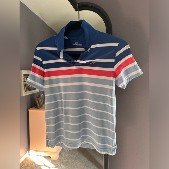 Vineyard Vines Other - Youth Vineyard Vines Performance Polo Striped Blue/Pink Size Y Small